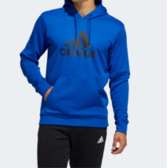 Adidas Men's Blue Fleece Pullover Hoodie Jacket Size S Style GK7388 - Picture 1 of 10